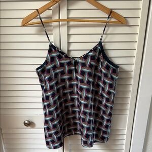 Cooper & Ella Patterned Navy Blue Pink White Tank Top Camisole M